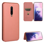 Struttura in fibra di carbonio Flip orizzontale magnetico Custodia in pelle TPU + PC + PU con slot per schede, For OnePlus 7T, For OnePlus 7, For OnePlus 7T Pro, For OnePlus 7 Pro