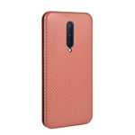 Struttura in fibra di carbonio Flip orizzontale magnetico Custodia in pelle TPU + PC + PU con slot per schede, For OnePlus 8, For OnePlus 8 Pro, For OnePlus Nord