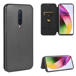 Struttura in fibra di carbonio Flip orizzontale magnetico Custodia in pelle TPU + PC + PU con slot per schede, For OnePlus 8, For OnePlus 8 Pro, For OnePlus Nord
