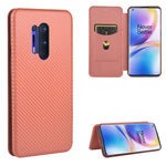 Struttura in fibra di carbonio Flip orizzontale magnetico Custodia in pelle TPU + PC + PU con slot per schede, For OnePlus 8, For OnePlus 8 Pro, For OnePlus Nord