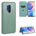 Struttura in fibra di carbonio Flip orizzontale magnetico Custodia in pelle TPU + PC + PU con slot per schede, For OnePlus 8, For OnePlus 8 Pro, For OnePlus Nord