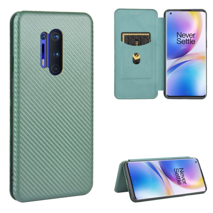 Struttura in fibra di carbonio Flip orizzontale magnetico Custodia in pelle TPU + PC + PU con slot per schede, For OnePlus 8, For OnePlus 8 Pro, For OnePlus Nord