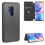 Struttura in fibra di carbonio Flip orizzontale magnetico Custodia in pelle TPU + PC + PU con slot per schede, For OnePlus 8, For OnePlus 8 Pro, For OnePlus Nord