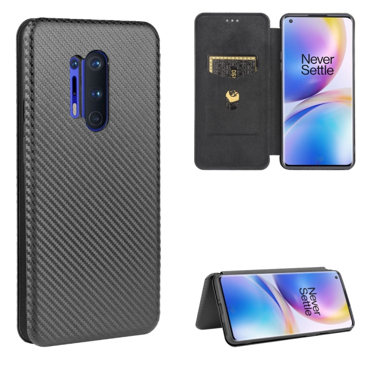 Struttura in fibra di carbonio Flip orizzontale magnetico Custodia in pelle TPU + PC + PU con slot per schede, For OnePlus 8, For OnePlus 8 Pro, For OnePlus Nord