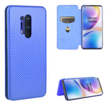Struttura in fibra di carbonio Flip orizzontale magnetico Custodia in pelle TPU + PC + PU con slot per schede, For OnePlus 8, For OnePlus 8 Pro, For OnePlus Nord