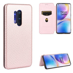 Struttura in fibra di carbonio Flip orizzontale magnetico Custodia in pelle TPU + PC + PU con slot per schede, For OnePlus 8, For OnePlus 8 Pro, For OnePlus Nord