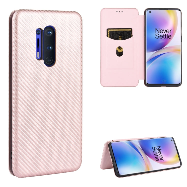 Struttura in fibra di carbonio Flip orizzontale magnetico Custodia in pelle TPU + PC + PU con slot per schede, For OnePlus 8, For OnePlus 8 Pro, For OnePlus Nord