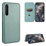 Struttura in fibra di carbonio Flip orizzontale magnetico Custodia in pelle TPU + PC + PU con slot per schede, For OnePlus 8, For OnePlus 8 Pro, For OnePlus Nord