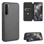 Struttura in fibra di carbonio Flip orizzontale magnetico Custodia in pelle TPU + PC + PU con slot per schede, For OnePlus 8, For OnePlus 8 Pro, For OnePlus Nord