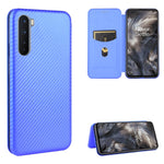 Struttura in fibra di carbonio Flip orizzontale magnetico Custodia in pelle TPU + PC + PU con slot per schede, For OnePlus 8, For OnePlus 8 Pro, For OnePlus Nord