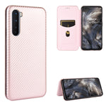 Struttura in fibra di carbonio Flip orizzontale magnetico Custodia in pelle TPU + PC + PU con slot per schede, For OnePlus 8, For OnePlus 8 Pro, For OnePlus Nord