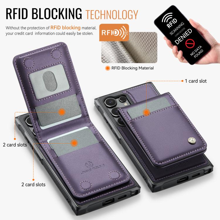 JEEHOOD J06 Custodia per telefono in PU con porta carte RFID MagSafe in stile britannico, For Samsung Galaxy S23 Ultra 5G