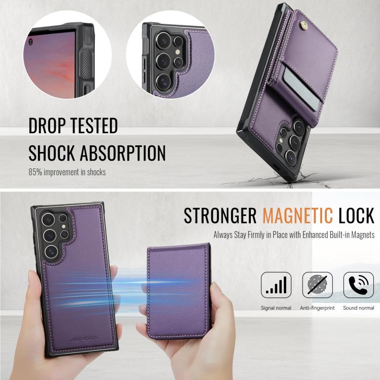 JEEHOOD J06 Custodia per telefono in PU con porta carte RFID MagSafe in stile britannico, For Samsung Galaxy S23 Ultra 5G