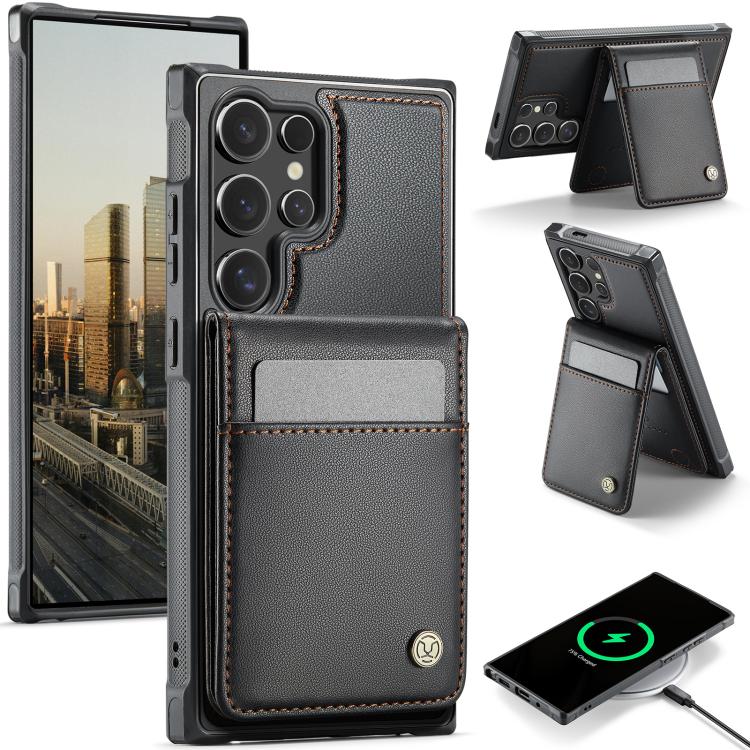 JEEHOOD J06 Custodia per telefono in PU con porta carte RFID MagSafe in stile britannico, For Samsung Galaxy S23 Ultra 5G