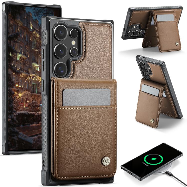 JEEHOOD J06 Custodia per telefono in PU con porta carte RFID MagSafe in stile britannico, For Samsung Galaxy S25 Ultra 5G, For Samsung Galaxy S24 Ultra 5G, For Samsung Galaxy S24+ 5G, For Samsung Galaxy S24 5G