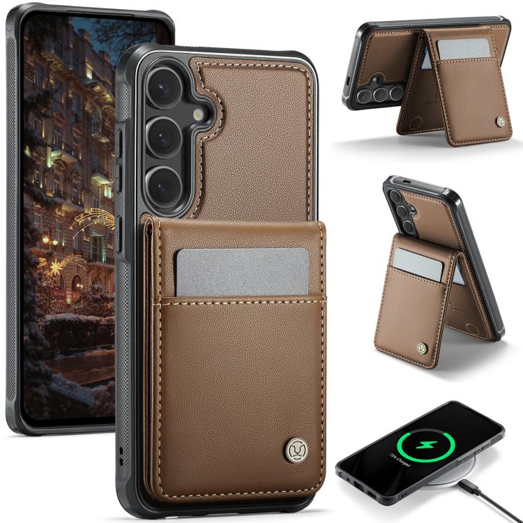 JEEHOOD J06 Custodia per telefono in PU con porta carte RFID MagSafe in stile britannico, For Galaxy S25 FE 5G, For Samsung Galaxy S25 Edge 5G, For Samsung Galaxy S25 5G, For Samsung Galaxy S25+ 5G