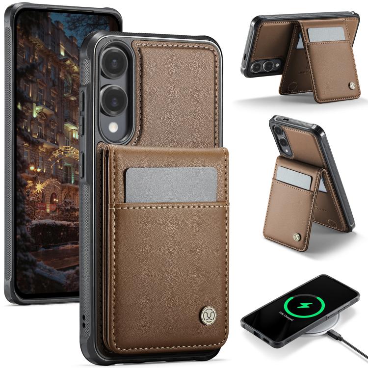 JEEHOOD J06 Custodia per telefono in PU con porta carte RFID MagSafe in stile britannico, For Galaxy S25 FE 5G, For Samsung Galaxy S25 Edge 5G, For Samsung Galaxy S25 5G, For Samsung Galaxy S25+ 5G