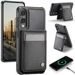 JEEHOOD J06 Custodia per telefono in PU con porta carte RFID MagSafe in stile britannico, For Galaxy S25 FE 5G, For Samsung Galaxy S25 Edge 5G, For Samsung Galaxy S25 5G, For Samsung Galaxy S25+ 5G