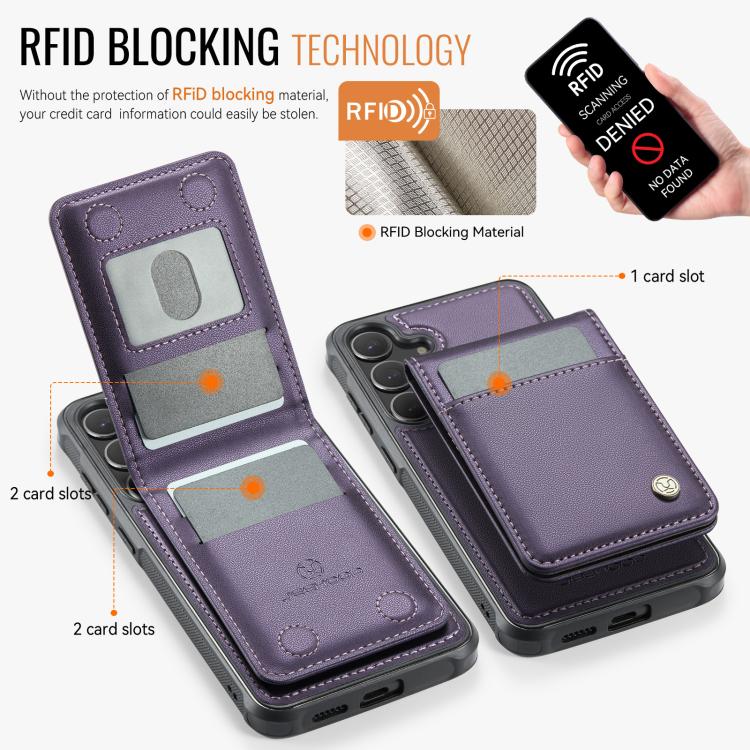 JEEHOOD J06 Custodia per telefono in PU con porta carte RFID MagSafe in stile britannico, For Galaxy S26 FE 5G, For Samsung Galaxy S26+ 5G, For Samsung Galaxy S26 Ultra 5G, For Samsung Galaxy S26 5G