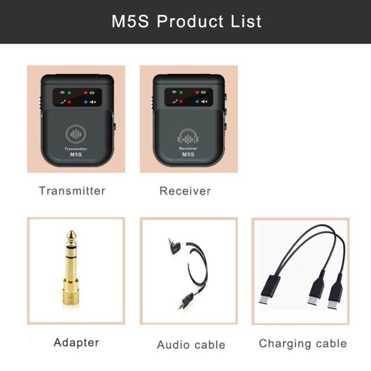 Sistema di monitoraggio in-ear wireless M5S per trasmissione in diretta sul palco Trasmettitore e ricevitore 2.4G
