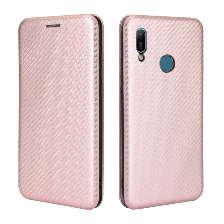Struttura in fibra di carbonio Flip orizzontale magnetico Custodia in pelle TPU + PC + PU con slot per schede, For Huawei Y6 (2019) / Honor Y6s, For Huawei Honor 10 Lite / P smart (2019)