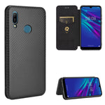 Struttura in fibra di carbonio Flip orizzontale magnetico Custodia in pelle TPU + PC + PU con slot per schede, For Huawei Y6 (2019) / Honor Y6s, For Huawei Honor 10 Lite / P smart (2019)