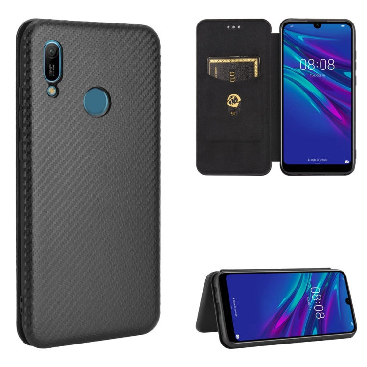 Struttura in fibra di carbonio Flip orizzontale magnetico Custodia in pelle TPU + PC + PU con slot per schede, For Huawei Y6 (2019) / Honor Y6s, For Huawei Honor 10 Lite / P smart (2019)