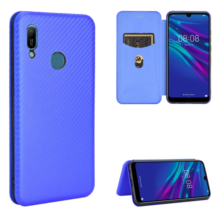 Struttura in fibra di carbonio Flip orizzontale magnetico Custodia in pelle TPU + PC + PU con slot per schede, For Huawei Y6 (2019) / Honor Y6s, For Huawei Honor 10 Lite / P smart (2019)