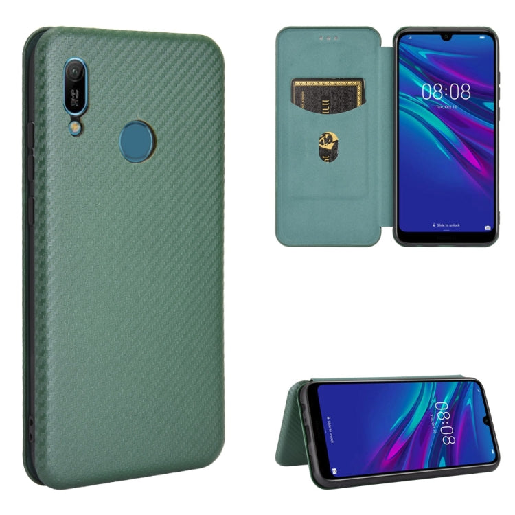 Struttura in fibra di carbonio Flip orizzontale magnetico Custodia in pelle TPU + PC + PU con slot per schede, For Huawei Y6 (2019) / Honor Y6s, For Huawei Honor 10 Lite / P smart (2019)