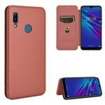 Struttura in fibra di carbonio Flip orizzontale magnetico Custodia in pelle TPU + PC + PU con slot per schede, For Huawei Y6 (2019) / Honor Y6s, For Huawei Honor 10 Lite / P smart (2019)