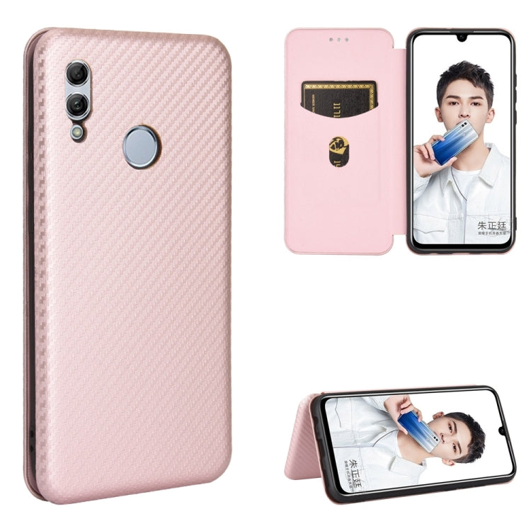 Struttura in fibra di carbonio Flip orizzontale magnetico Custodia in pelle TPU + PC + PU con slot per schede, For Huawei Y6 (2019) / Honor Y6s, For Huawei Honor 10 Lite / P smart (2019)