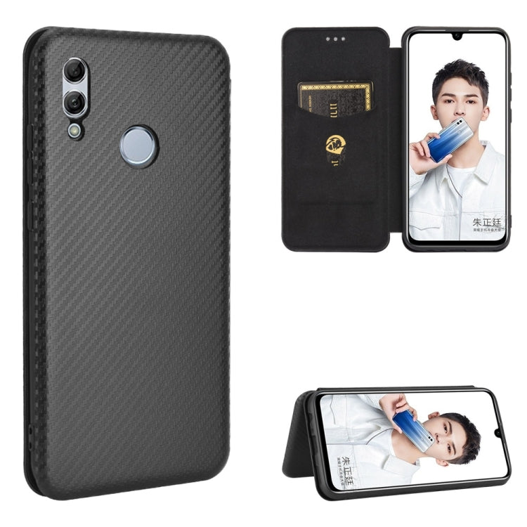Struttura in fibra di carbonio Flip orizzontale magnetico Custodia in pelle TPU + PC + PU con slot per schede, For Huawei Y6 (2019) / Honor Y6s, For Huawei Honor 10 Lite / P smart (2019)