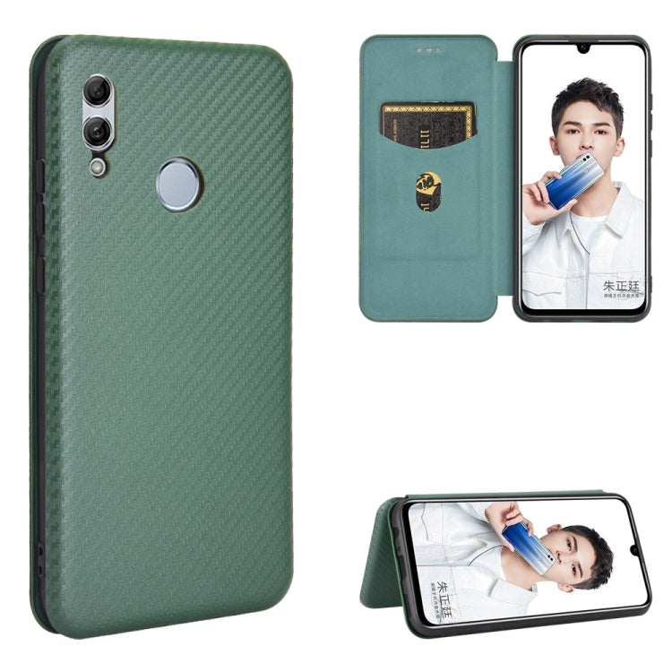 Struttura in fibra di carbonio Flip orizzontale magnetico Custodia in pelle TPU + PC + PU con slot per schede, For Huawei Y6 (2019) / Honor Y6s, For Huawei Honor 10 Lite / P smart (2019)