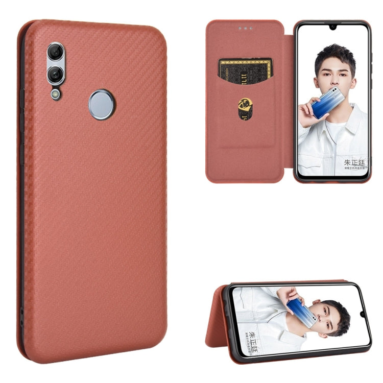 Struttura in fibra di carbonio Flip orizzontale magnetico Custodia in pelle TPU + PC + PU con slot per schede, For Huawei Y6 (2019) / Honor Y6s, For Huawei Honor 10 Lite / P smart (2019)