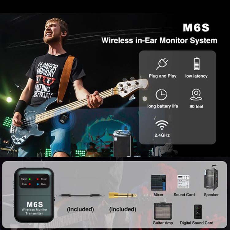 Sistema monitoraggio in-ear wireless stereo M6S 2.4G