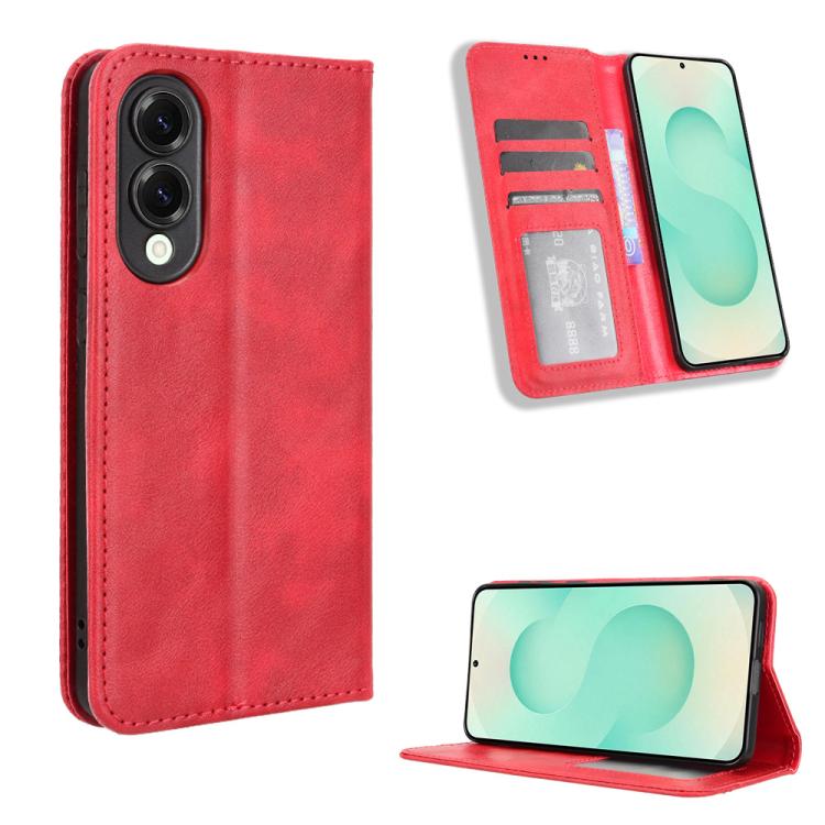 Custodia per telefono in pelle con texture retrò e fibbia magnetica, For Samsung Galaxy S26+ 5G, For Samsung Galaxy S26 Ultra 5G, For Samsung Galaxy S26 5G, For Samsung Galaxy S25 FE 5G, For Samsung Galaxy S25 Edge 5G, For Samsung Galaxy S25 5G