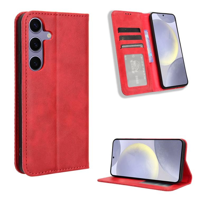 Custodia per telefono in pelle con texture retrò e fibbia magnetica, For Samsung Galaxy S26+ 5G, For Samsung Galaxy S26 Ultra 5G, For Samsung Galaxy S26 5G, For Samsung Galaxy S25 FE 5G, For Samsung Galaxy S25 Edge 5G, For Samsung Galaxy S25 5G