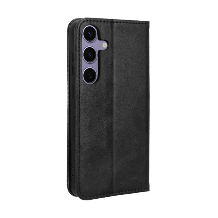 Custodia per telefono in pelle con texture retrò e fibbia magnetica, For Samsung Galaxy S25+ 5G, For Samsung Galaxy S25 Ultra 5G, For Samsung Galaxy S24 FE 5G