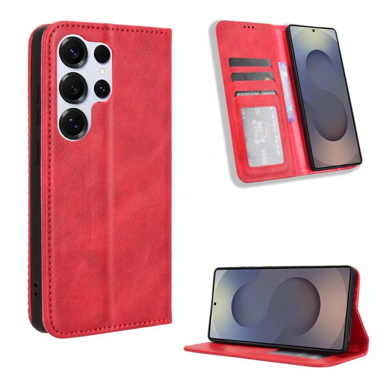 Custodia per telefono in pelle con texture retrò e fibbia magnetica, For Samsung Galaxy S26+ 5G, For Samsung Galaxy S26 Ultra 5G, For Samsung Galaxy S26 5G, For Samsung Galaxy S25 FE 5G, For Samsung Galaxy S25 Edge 5G, For Samsung Galaxy S25 5G