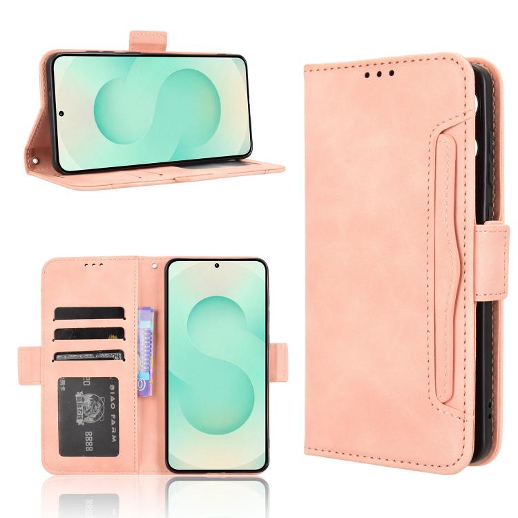 Custodia per telefono in pelle con fessure per carte e texture in vitello effetto pelle, For Samsung Galaxy S25 Edge 5G, For Samsung Galaxy S25 5G, For Samsung Galaxy S25+ 5G, For Samsung Galaxy S25 Ultra 5G