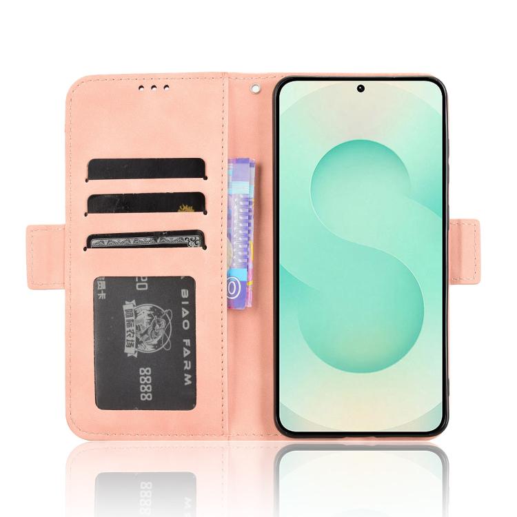 Custodia per telefono in pelle con fessure per carte e texture in vitello effetto pelle, For Samsung Galaxy S25 Edge 5G, For Samsung Galaxy S25 5G, For Samsung Galaxy S25+ 5G, For Samsung Galaxy S25 Ultra 5G