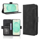 Custodia per telefono in pelle con fessure per carte e texture in vitello effetto pelle, For Samsung Galaxy S25 Edge 5G, For Samsung Galaxy S25 5G, For Samsung Galaxy S25+ 5G, For Samsung Galaxy S25 Ultra 5G