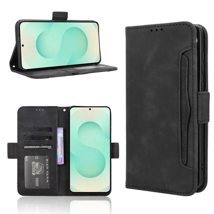 Custodia per telefono in pelle con fessure per carte e texture in vitello effetto pelle, For Samsung Galaxy S25 Edge 5G, For Samsung Galaxy S25 5G, For Samsung Galaxy S25+ 5G, For Samsung Galaxy S25 Ultra 5G
