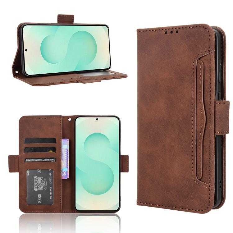 Custodia per telefono in pelle con fessure per carte e texture in vitello effetto pelle, For Samsung Galaxy S25 Edge 5G, For Samsung Galaxy S25 5G, For Samsung Galaxy S25+ 5G, For Samsung Galaxy S25 Ultra 5G