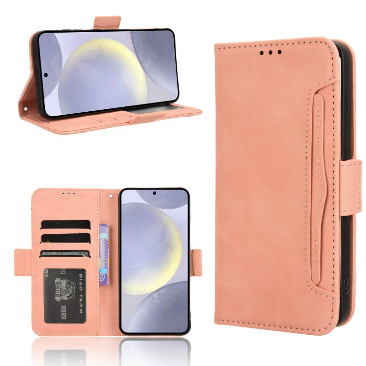 Custodia per telefono in pelle con fessure per carte e texture in vitello effetto pelle, For Samsung Galaxy S25 Edge 5G, For Samsung Galaxy S25 5G, For Samsung Galaxy S25+ 5G, For Samsung Galaxy S25 Ultra 5G
