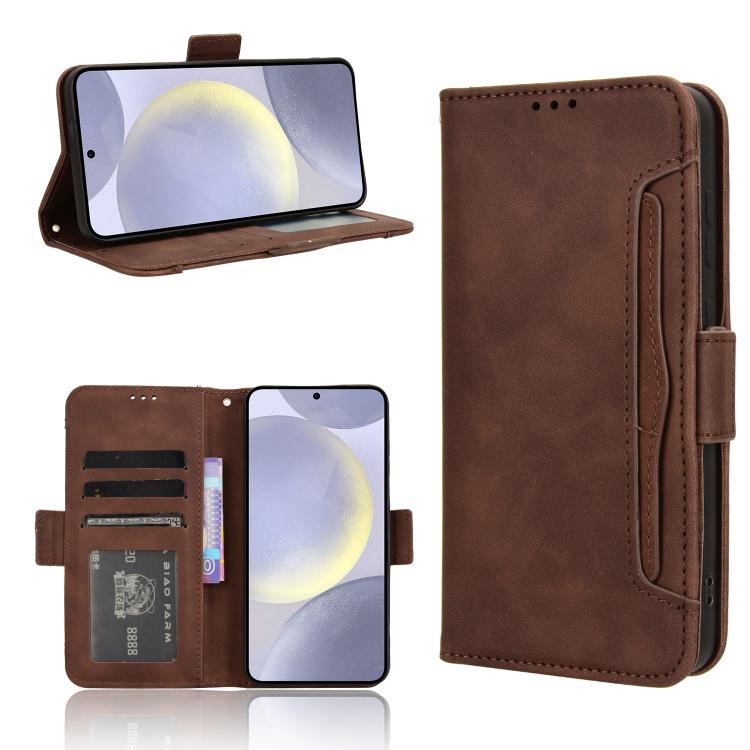 Custodia per telefono in pelle con fessure per carte e texture in vitello effetto pelle, For Samsung Galaxy S26+ 5G, For Samsung Galaxy S26 Ultra 5G, For Samsung Galaxy S26 5G, For Samsung Galaxy S25 FE 5G