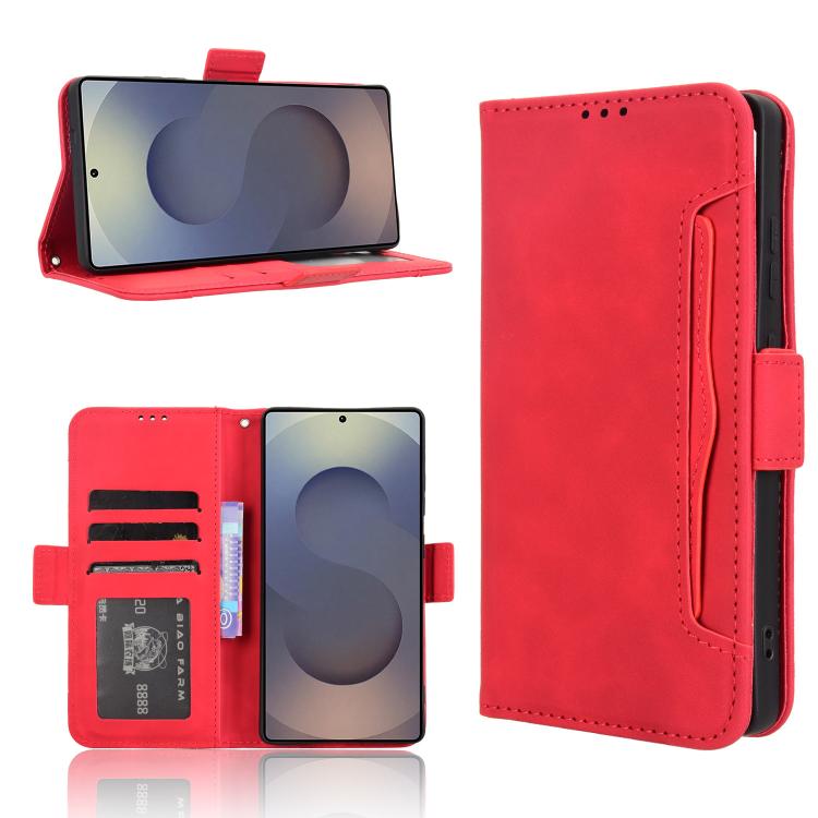 Custodia per telefono in pelle con fessure per carte e texture in vitello effetto pelle, For Samsung Galaxy S26+ 5G, For Samsung Galaxy S26 Ultra 5G, For Samsung Galaxy S26 5G, For Samsung Galaxy S25 FE 5G