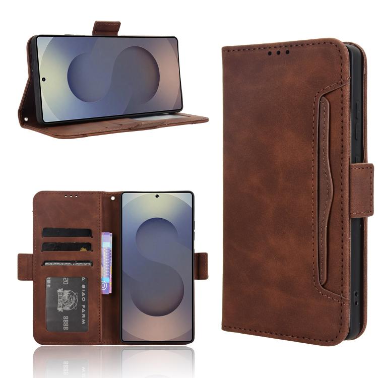Custodia per telefono in pelle con fessure per carte e texture in vitello effetto pelle, For Samsung Galaxy S26+ 5G, For Samsung Galaxy S26 Ultra 5G, For Samsung Galaxy S26 5G, For Samsung Galaxy S25 FE 5G