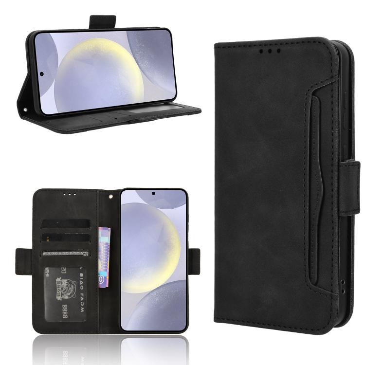 Custodia per telefono in pelle con fessure per carte e texture in vitello effetto pelle, For Samsung Galaxy S26+ 5G, For Samsung Galaxy S26 Ultra 5G, For Samsung Galaxy S26 5G, For Samsung Galaxy S25 FE 5G