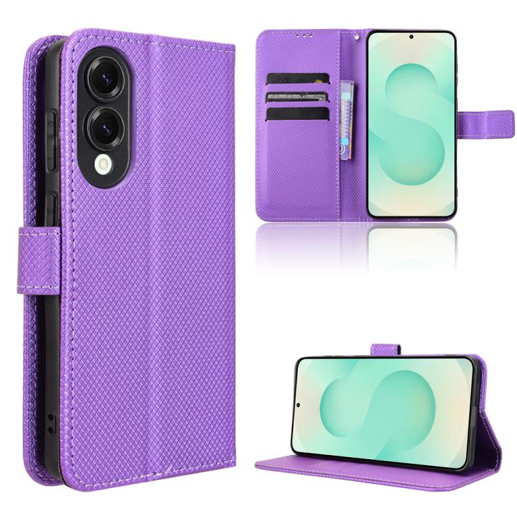 Custodia per telefono in pelle con trama a diamante, For Samsung Galaxy S25 Edge 5G, For Samsung Galaxy S25 5G, For Samsung Galaxy S25+ 5G, For Samsung Galaxy S25 Ultra 5G